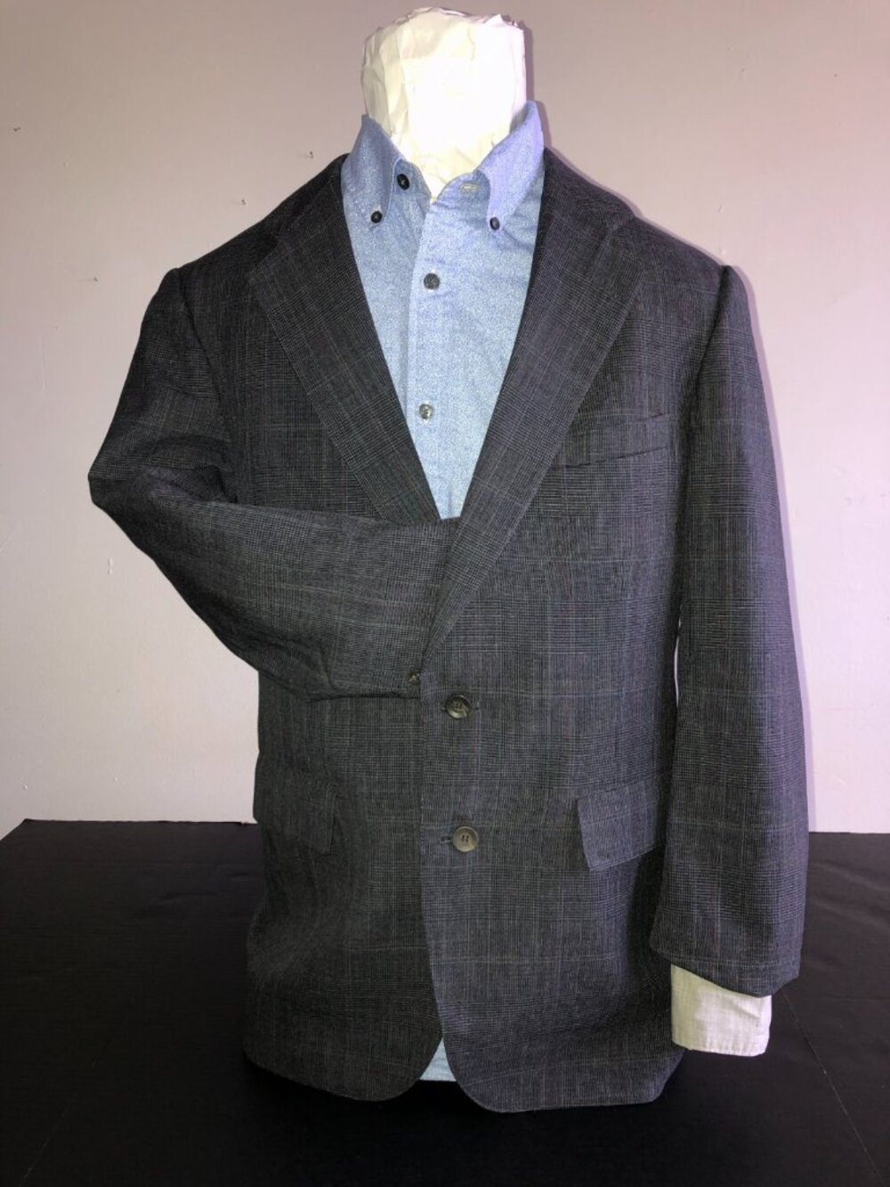 Vintage 42R Chaps Ralph Lauren Gray Plaid All Virgin Wool Sport Coat Blazer